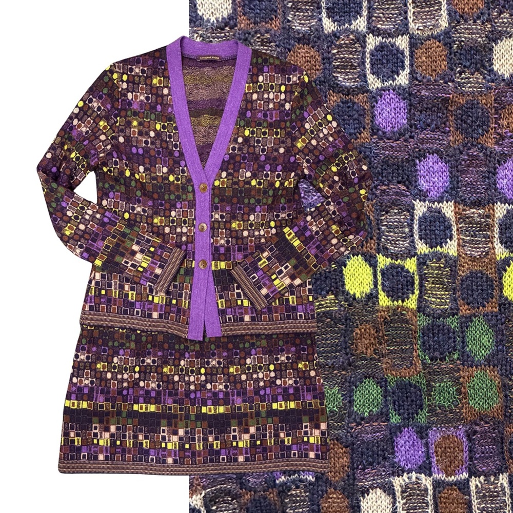 Catherine Andre Cardigan Skirt Set Utopia Wool Blend Size Medium